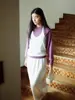 Suéter de Punto ACME Morado Simple Cuello Redondo para Mujer 2026 Otoño Ajuste Relajado Manga Raglán Suéter Holgado 12038