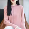 Suéter de tricô redondo com blocos de cor, estilo casual transfronteiriço, 100% algodão puro para mulheres, pesado e grosso, emagrecedor e rejuvenescedor, vermelho