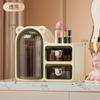 Caja de almacenamiento de maquillaje giratoria, almacenamiento de escritorio avanzado, tocador a prueba de polvo, caja de almacenamiento de cuidado de la piel cosmético tipo cajón