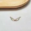 Accesorios para Joyería DIY Chapado en Cobre Oro K Circonita Microincrustada Alas Hoja Hoja Pluma Colgante Pendientes Pendientes Colgante