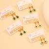 [Ice Meng] 3 pares de pendientes retro de malaquita, amor, flores, pendientes de acero inoxidable, joyería transfronteriza E569