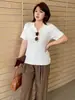 Camiseta de Manga Corta con Cuello Polo Estilo Coreano de Tencel para Mujer Tallas Grandes Personalizada 2026 Primavera Top Versátil Adelgazante 144108