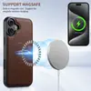 Adequado para Capa de Telefone Magnética de Carregamento Sem Fio Magsafe para iPhone 18 Pro 16 Plus Capa Protetora de Couro com Padrão Cruzado