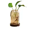 Vaso de vidro vintage para uso doméstico, adequado para rack de TV da sala de estar, recipiente transparente hidropônico, decoração de mesa para arranjos de flores, com um toque de luxo leve e de alta qualidade
