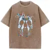 Camiseta Y2K para Hombre, Diseño de Calavera Negra, Estilo Oscuro, Camiseta Pesada Lavada Vintage Harajuku Oversize, Estilo Urbano