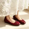 Zapatos de ballet para mujer estilo francés de piel suave con lazo y tacón grueso, otoño 2026, zapatos enrollables de piel auténtica con suela blanda