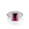 Diseño de Moda de Lujo Accesible Europeo y Americano Plata de Ley S925 Corte Flor de Hielo Diamante de Alto Carbono Anillo Cubo de Azúcar 8*10 Joyería Transfronteriza
