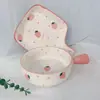 Platos y Tazones para Horno de Microondas, Platos Estilo Nórdico con Asa de Baya, Asa Pintada a Mano, Vajilla de Cerámica, Bandejas para Hornear, Tazones para Huevos al Vapor (Ninguno)