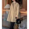 Tamaño Actualizado Invierno Coreano Reductor de Edad Doble Botonadura Holgado Estilo Muñeca Bolsillo Grande Lana Abrigo Mujer