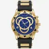 Popular Reloj de Negocios para Hombre de Comercio Exterior con Esfera Grande, Reloj de Cuarzo con Tres Ojos, Reloj de Hombre Moderno y Versátil con Correa de Silicona y Acentos Dorados