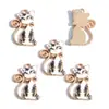Accesorios de Gato de Esmalte con Estampado Lindo de Dibujos Animados Llavero DIY Colgante de Arete Encanto de Aleación W631