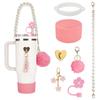 Accesorios para la Copa Stanley Tapa de Popote Compatible 30/40 oz Bolsa de Mano Perlada con Cadena Colgante Llavero Colgante Bola de Pelo