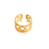 Anillo de acero inoxidable ajustable con apertura de luna y hoja con letra personalizada, estilo hip hop, simple y exagerado.