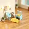 Miniatura Adorno de Barbería Tony Bear, Escena de Tienda de Peluquería de Cachorros de Dibujos Animados de Resina, Decoración de Escritorio DIY