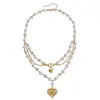 Cadena de Suéter de Perlas al por Mayor Cadena Cruzada Transfronteriza Europea y Americana Collar Punk Multicapa Lujo Ligero Nicho Cadena para Clavícula para Mujeres