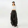 Calças cargo de perna larga para homens e mulheres, adequadas para primavera e outono, estilo esportivo casual americano, calças de perna curva soltas e estilosas, calças compridas da moda