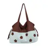Bolsa Transfronteiriça de Camurça Cor Marrom Estrela Feminina Outono/Inverno Estilo Coreano Grande Capacidade para o Dia a Dia Casual Bolsa de Ombro Tote