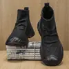 Botas de trabajo de caña alta, nuevo modelo de otoño, Botas Martin negras estilo británico, de suela gruesa, antideslizantes, resistentes al desgaste, Botas de meter con estampado de cocodrilo
