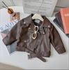 Jaquetas de Outono Estilo Coreano para Meninas, Roupas Infantis da Moda, Novas Jaquetas de Couro Estilosas e Bonitas Estilo Coreano para Crianças, Atacado Transfronteiriço
