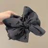 Presilha de Cabelo Preta com Laço para Mulheres, Grampo de Cabelo de Cetim de Luxo de Alta Qualidade, Presilha Grande para a Parte de Trás da Cabeça, Acessório de Cabelo