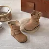 Botas de Vaquero Occidentales Estilo Maillard Retro para Niñas 2026 Otoño/Invierno Nuevos Zapatos para Niños Comercio Exterior Hebilla de Cuero Botas de Gamuza