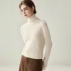 Nuevo suéter de cachemira de cuello alto para otoño e invierno para mujer, camiseta básica de punto ajustada, suéter de cachemira de manga larga