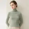 Nueva camiseta básica de punto para mujer de cachemira pura, lista para usar, otoño e invierno, corte ajustado, versátil, cuello alto, suéter tipo pullover para el trabajo