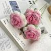 Flor de estambre tejida a mano producto terminado con pétalos puntiagudos hacia afuera, flor de rosa tejida, regalo para cumpleaños y Navidad, flor realista de ganchillo