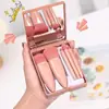 Diário de maquiagem vermelho caixa de espelho de cinco peças caixa de conjunto de pincéis de maquiagem com espelho pincel solto multifuncional blush Base pincel de sombra para os olhos