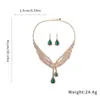 Set de Pendientes y Collar con Colgante de Gota de Agua Incrustada de Diamantes, Gargantilla Personalizada Cadena Clavicular, Joyería de Lujo Ligero y de Alta Gama