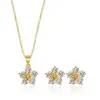 Brilhante Pérola Versão Coreana Versátil Elegante Pequena Flor Zircônia Cobre Puro Conjunto de Joias Moda Nicho Sentido de Design Exquisito