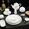 Juego de Vajilla de Hotel, Juego de Cuatro Piezas para Comedor de Restaurante Habitación Privada, Tazones de Porcelana de Hueso, Platos, Cucharas, Cucharas de Sopa
