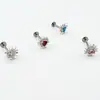 Erizo de Mar Aleación de Cobre y Titanio Acero de Titanio Forma de Corazón Circonita Rosca Externa Pendiente para Cartílago Labio Joyería Simple para Piercing Corporal