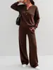Conjunto deportivo casual de dos piezas para mujer, otoño e invierno 2026, transfronterizo europeo y americano, nuevo diseño de moda, top holgado de manga larga y pantalón de pierna ancha