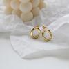 ED126 Estilo francés nicho estilo frío cadena irregular anillo de papel de aluminio aretes acero de titanio chapado color oro 18K protección
