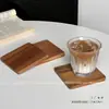 Posavasos de Madera de Acacia Estilo Retro Soporte Cuadrado para Copa de Vino Almohadilla Aislante para Taza de Té Casera Taza de Agua Creativa Taza de Café Almohadilla Antiescaldado