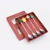 Conjunto de Colheres de Natal de Aço Inoxidável Utensílios de Mesa de Natal Colher de Café Garfo de Frutas Colher de Boneco de Natal Cartoon Colher Garfo
