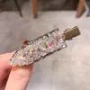 Nuevo Estilo de Principios de Primavera Pinza para el Cabello de Cristal Colorido con Pedrería, Pinza de Pato Sin Costuras, Pinza Lateral de Gama Alta, Pinza para Flequillo y Extensiones de Cabello, Accesorio para el Cabello