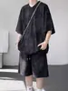 Traje Deportivo Tie-Dye de Seda Helada para Hombre, Marca de Verano de Moda, Conjunto de Dos Piezas Casual Holgado de Manga Corta para Hombre, Fresco y Elegante
