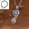 Collar de Loto Ruyi con Personalidad de Diseño Nicho para Mujer, Nuevo Estilo Étnico Chino, Color Esmalte, Joyería Artesanal Antigua con Gota de Pegamento