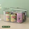Caixa de armazenamento de lanches dentro do armário Caixa de acabamento de armário mesa de centro da sala de estar cesta de armazenamento para miudezas com tampa transparente