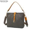 Bolsa casual das mulheres bolsa impermeável bolsa diagonal de lona com primeira camada de couro de cor sólida saco de ombro transbordamento fornecimento de fábrica