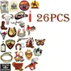52 Peças Misturadas Tema Denim Ocidental Bordado Tecido Adesivos Patch Patch para Patch de Patch para Crânio de Patch para Roupas Cacto Decorativo
