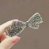 Pasador de Pelo de Lazo Semi-Atado para Mujer 2025 Nuevo Estilo Pinza de Una Palabra de Alta Gama Exquisita Pasador de Pelo con Pedrería Adorno para la Parte Posterior de la Cabeza