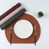 Mantel Semi-Circular Impermeable y Resistente al Aceite de Piel Sintética PU, Color Sólido, Mantel Aislante Térmico Estilo Ins, Artículos para Hotel y Hogar, Base para Plato