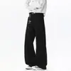 Calça jeans de algodão lavado de perna reta para homens, novo estilo americano de primavera e outono, moderna, versátil, folgada, casual, calça básica de perna larga