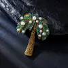 Broches de Árbol de Coco Coloridos Incrustados de Diamantes, Venta Caliente Transfronteriza Europea y Americana, Boutonnières de Ropa Unisex, Accesorios de Vestido de Alta Gama