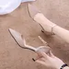 2026 Nuevo Modelo Zapatos de Tacón Alto de Aguja Apuntado para Mujer con Correa al Tobillo, Zapatos de Dama de Honor con Lentejuelas de Cristal Huecas, Sandalias Plateadas para Mujer