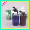 Botella de tapa abatible, hombros planos, 280 ml, para desinfectante de manos, agua floral o jabón para platos; disponible en azul y marrón con una tapa en forma de mariposa