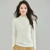 Suéter de Lã Gola Alta Meia-Calça Novo Estilo para Mulheres, Outono e Inverno, Feito de Mistura de Lã de Ovelha e Cashmere, Malha Base de Corte Justo, Versátil para o Dia a Dia
